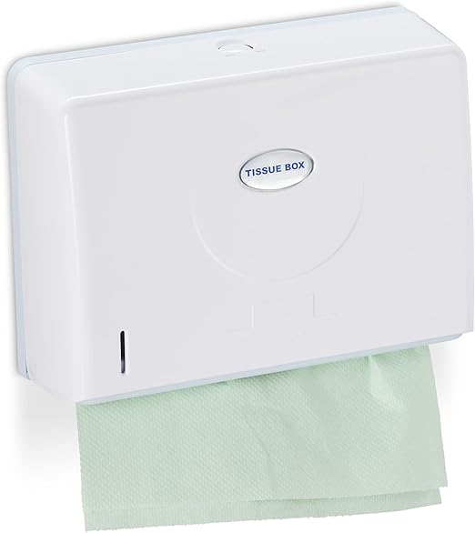 Relaxdays Dispensador Toallas Papel, Secamanos, Portatoallas de Pared Industrial, Formato H2, 20,5 x 27,5 x 10cm, Blanco