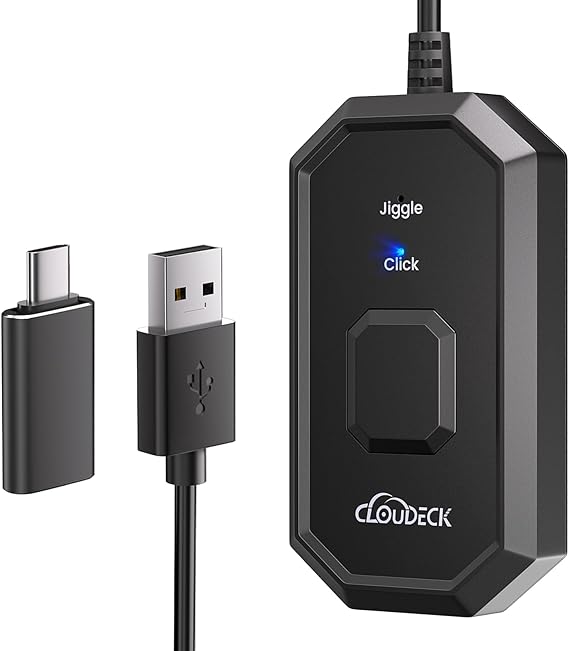 Wotbcg Mouse Jiggler, 2 en 1 Mouse Clicker & Mouse Mover Mouse Mover No Detectable USB Ratón Jiggler con adaptador USB C para ordenadores, portátiles, PC, movimientos simulados del ratón Plug & Play