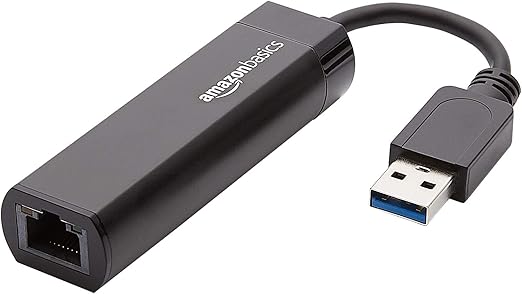 Amazon Basics Adaptador de USB 3.0 a Internet 10/100/1000 Gigabit Ethernet Negro