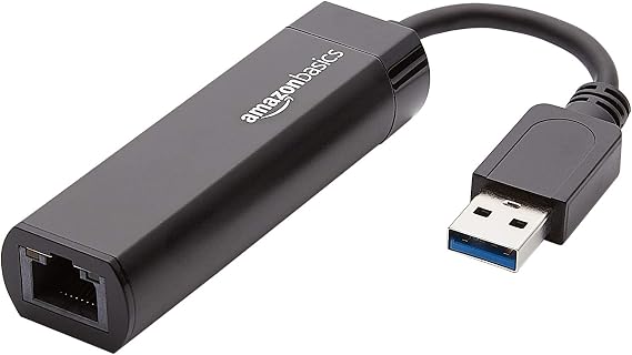 Amazon Basics Adaptador de USB 3.0 a Internet 10/100/1000 Gigabit Ethernet Negro