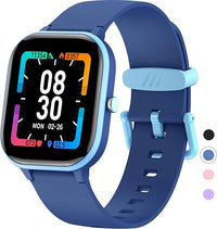 HENGTO Rastreador de Actividad física para niños, IP68 rastreador de Actividad a Prueba de Agua, podómetro, Monitor de frecuencia cardíaca, 19 Modos Deportiva, Gran Regalo para niños (Azul)