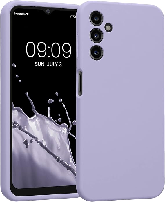 kwmobile Carcasa Compatible con Samsung Galaxy A14 5G Funda - Case TPU y Silicona con Interior de Microfibra - Suave Protector antigolpes para móvil - Lila