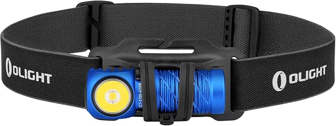OLIGHT Perun 2 Mini, Linterna frontal LED con banda para cabeza, alcance 150 m. Luz blanca 180º