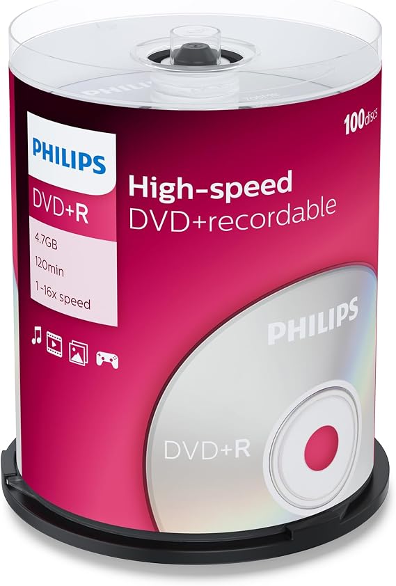 Philips Dvd + R De 4,7 Gb / 120 Min / 16X Tarrina (100 Disc)