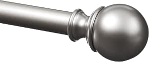 Amazon Basics Barra de Cortina Extensible con remates de Bola, diámetro 19 mm, de 91 a 183 cm, Color níquel
