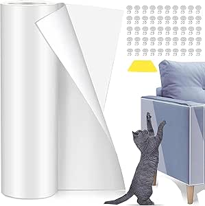 Anti Arañazos para Gatos 30 * 500cm Protector de Muebles, Protector Sofa Gatos arañazo Fundas de Sofá Autoadhesiva Transparente Películas para Puerta, Pared, sofá, gabinete