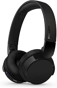Philips TAH4209BK Auriculares on-Ear Ligeros Bluetooth, Aislamiento pasivo del Ruido, 55 Horas de reproducción, Sonido Natural, Llamadas nítidas, Graves dinámicos, 2 Horas de Carga USB-C, 2024, Negro