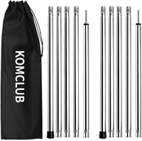KOMCLUB Barras de Tienda de campaña,de aleación de Aluminio para Camping, Barras de Tienda de campaña, Barras de campaña Ligeras, Longitud Completa 200 cm, 2 Juegos con Bolsa de