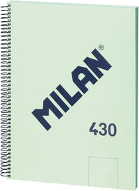 MILAN® Cuaderno A4 con espiral y tapa dura, 80 hojas blancas de 95 gr/m², colección 430 since 1918, verde