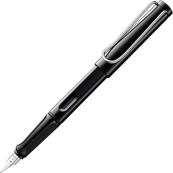 Lamy safari black - Pluma estilográfica con empuñadura ergonómica y plumín de acero pulido en tamaño M - ideal para cualquier escritura y caligrafía - incluye cartucho T 10 azul - Diestro