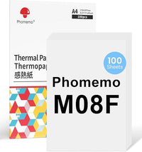 Phomemo M08F A4 Thermopapier Kompatibel für Phomemo M08F M08D M832 M832D M833 M834 Q302 Mobiler Drucker und andere tragbare A4 Thermodrucker, M08F Druckerpapier, 210x297mm, 100 Blatt