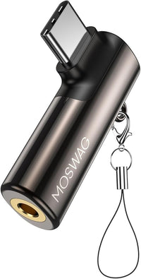 MOSWAG Adaptador USB C A Jack 3.5mm, Auriculares Micrófono, Adaptador Audio USB C, Tipo C 90 Grados Compatible con Samsung Galaxy S23 S22 S21 Ultra,Huawei P60/50
