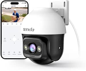 Tenda Cámara de Vigilancia WiFi Exterior, Cámara WiFi 2K con Visión Nocturna en Color, Audio Bidireccional, Detección de Persona y de Movimiento, Alarma de Sonido y Luz, Compatible con Alexa, CH3 V2.00