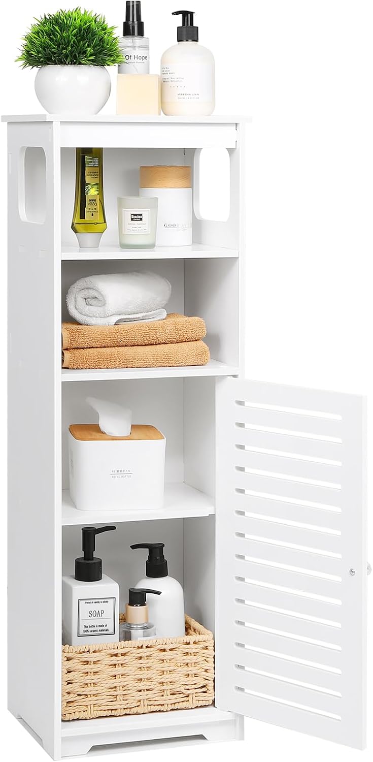 Armario impermeable para baño, color blanco, para almacenamiento en el hogar, estante de muebles, apto para inodoro, dormitorio, cocina, sala de estar, 80 x 30 x 24 cm