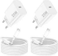 Cargador iPhone Carga Rapida,25W Cargador iPhone,MFi Certificado USB C Enchufe con 2M Lightning Cable Cabezal Pared Cargador Corrient for Apple 14/14 Pro/14 Pro Max/14 Plus 13 12 11 XS XS MAX