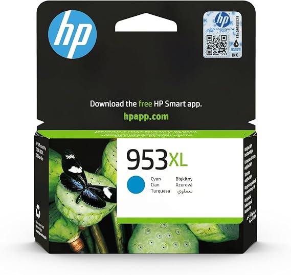HP.F6U16AE 953XL Cartucho de Tinta Original de alto rendimiento, 1 unidad, cian