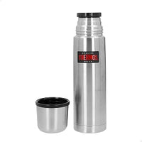 Thermos Botella térmica, Plata, 500 ml, 7x7x25 cm, Acero Inoxidable, Calor 18h y frío 24h, Tapa de Rosca con Vaso, Aislamiento Doble Pared, Botellas Termo Grandes (63238)