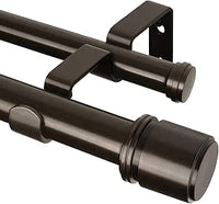 HOTOZON Barra Doble para Cortinas Negra 167-305 cm, Barras Extensibles de 25 mm para Cortinas con Ojales, Barra para Cortinas de Ventana Montada en la Pared con Remates con Tapón Para Salón