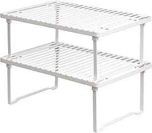Amazon Basics Estantes de cocina apilables para almacenaje, Blanco, 20.3 D x 31.6 W x 11.4 H cm