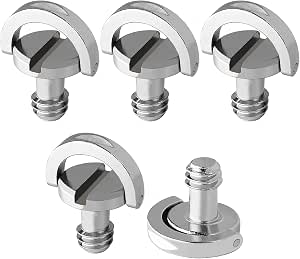 Tornillos de cámara de 1/4 pulgadas, tornillo con bisagras de anillo en D, placa de liberación rápida, tornillo de fijación de cámara, monopie, placa Qr Avatar (paquete de 5)