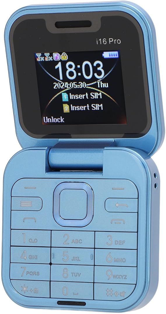 Lazmin112 Teléfono Plegable para Personas Mayores, Teléfono Móvil Plegable 2G con Botones Grandes, Sonido Fuerte, SIM Dual, Marcación Rápida, Radio FM, Linterna LED, Teléfono para Personas