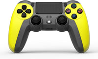 NK Mando para PS4 / PS3 / PC/Móvil Inalámbrico - Inalámbrico Controller con 2-Shock, Función Detección 6 ejes, Luz LED, Panel Táctil, Entrada para Auriculares, Cable de Carga incluido - Amarillo