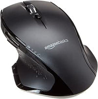 Amazon Basics Ratón inalámbrico ergonómico de tamaño normal con rueda rápida, Negro