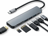 Moman Docking Station, USB C Hub 7 in 1 mit 100W PD, 4K@30Hz HDMI, 5Gbps USB 3.0, USB 2.0, USB C, SD/TF Kartenleser für Maus, Tastatur, U Disk, Flash Drive, Mobile