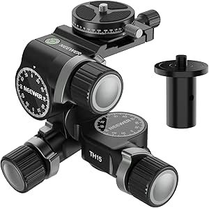 NEEWER 3 Vías Cabezal Trípode con 360° Placa Arca QR Panorámica, 3 Axis Geared Tripod Head de Inclinación Panorámica con Interruptor Rápido Modos Duales Grande y Fino, Carga Máxima 13.2lb/6kg, TH15