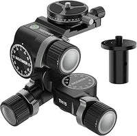 NEEWER 3 Vías Cabezal Trípode con 360° Placa Arca QR Panorámica, 3 Axis Geared Tripod Head de Inclinación Panorámica con Interruptor Rápido Modos Duales Grande y Fino, Carga Máxima 13.2lb/6kg, TH15