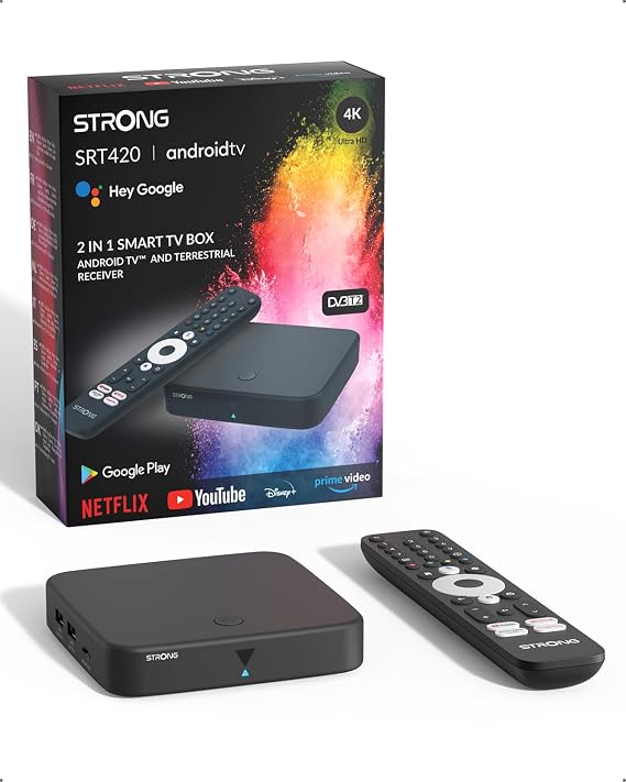 STRONG SRT420 TV Box Android TV 4K con Puerto Ethernet