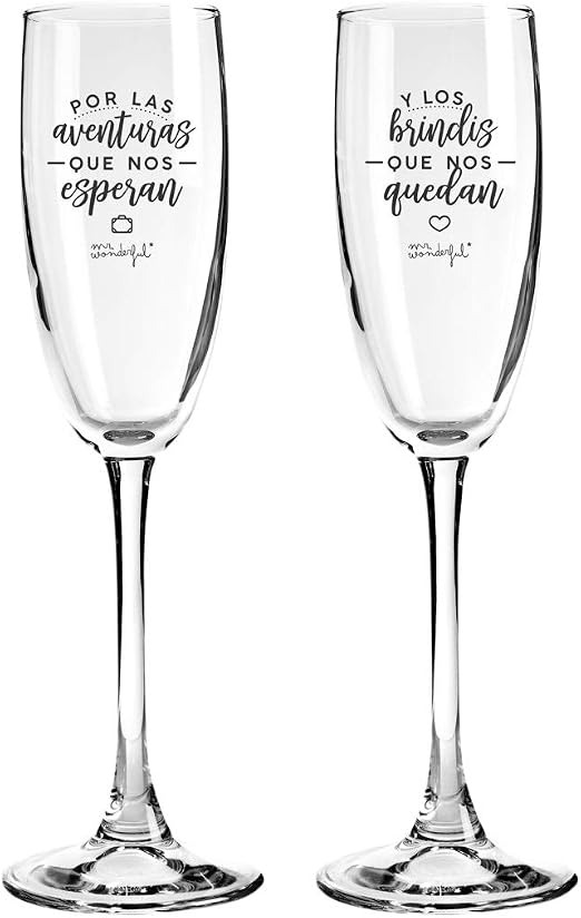 Mr. Wonderful Dos copas de Vidrio para parejas que se quieren con locura, 170ml, Color Claro, 1 unidad