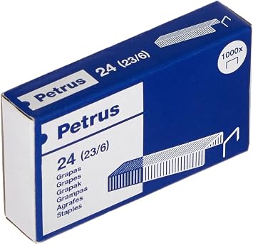 Petrus Grapas petrus n 24 (23/6) cobreada para grapadora 1600 caja de 1000 unidades