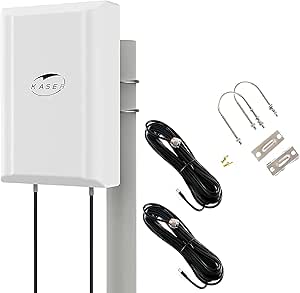 KASER Antena 4G 5G LTE Exterior Mimo Direccional 698-2700 | 3300-3800 MHz Ganancia hasta 12 dBi Compatible con Router 4g 5g Conector N-SMA con Adaptador TS9 Cable de Baja Perdida 10 Metros