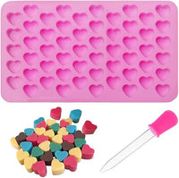 Molde de silicona en forma de corazón, 55 cavidades, molde de chocolate reutilizable para chocolates, gelatina, pasteles, día de San Valentín (rosa)