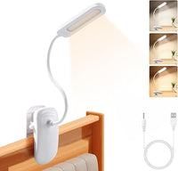 Diboniur Lampara Escritorio Pinza, Luz de Lectura con Flexo Pinza, 3 Colores y Atenuación Continua, Lampara Lectura Cama con Panel Táctil Luz de Libro Recargable para estudio y trabajo