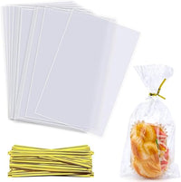 Bolsas de celofán transparente de 18 x 25 cm (7 x 10 pulgadas), bolsas de plástico para regalo, bolsas de celofán transparente con lazos, bolsas grandes transparentes para envolver regalos de fiesta