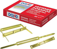 Dohe - Fasteners Metálicos Dorados para Encuadernación (50 uds.) - Con Lengüeta y Pasador - Material de oficina