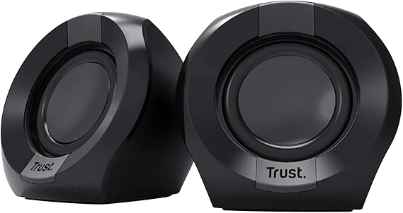 Trust Polo Altavoces PC 2.0 Compactos 8W (4W RMS), Conexión Audio Jack 3,5 mm, Alimentación USB, Control de Volumen, Pequeño Altavoz, Altavoces para PC Portátil, Ordenador - Negro