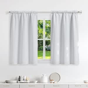 Runyéla Cortinas Cortas Opacas para Salón y Dormitorio con Cinta Fruncidora