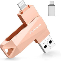 Patianco Pendrive USB para iPhone MFi Certificado 512GB Memoria USB3.0 para iPad 3en1 Flashdrive Photostick Lightning para OTG Android Mac PC iOS,Rosa