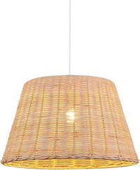 B·LED BARCELONA LED Lámpara Colgante de Techo Pantalla de Mimbre Rigido Trenzado Estilo Nordico Vintage con Portalámparas Negro E27, lampara techo para Salón Cocina