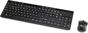 Amazon Basics Combo de Teclado y Ratón Inalámbricos de Tamaño Completo, Receptor USB de 2.4 GHz, (Teclado Español, Negro)