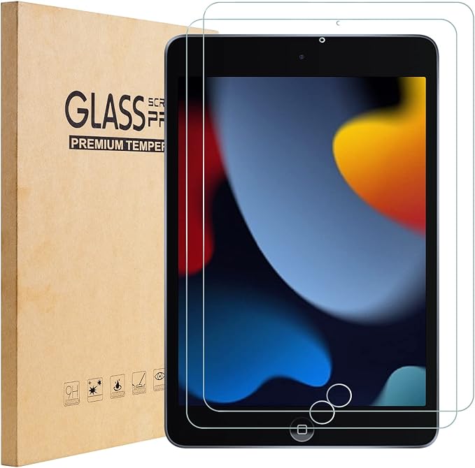 TopEsct 2 Piezas de Pantalla Compatible con iPad 9/8/7 (10,2 Pulgadas, 2021/2020/2019 Modelo, 7ª/8ª/9ª Generación),Cristal Templado Film