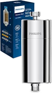 Philips Water filtro de ducha en línea – incluye 1 cartucho, filtración hasta 50.000 L, color cromado, reduce cloro hasta un 99%, fácil de instalar, compatible con la mayoría de duchas