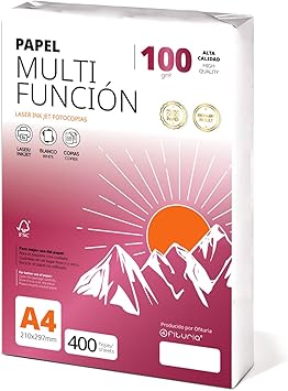 Folios a4 100gr 400 hojas, Papel Multiusos para Impresora, Folios para Impresoras Láser y de Inyección, Fotocopiadora, Para uso Oficina, Material Escolar, Paquete de Papel - Ofituria (100gr, 400h)
