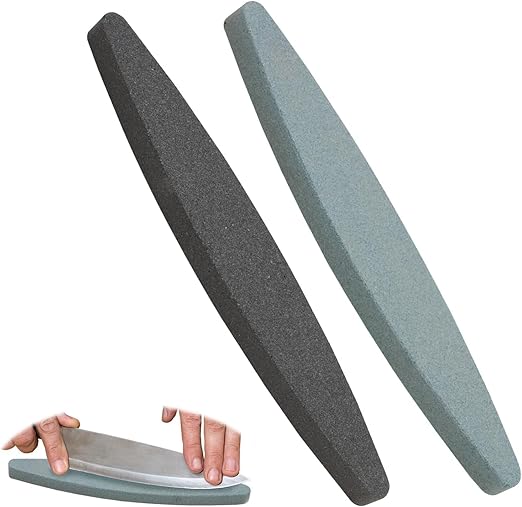 2 Piedra de Afilar para Guadaña, Grano 180 y 240 Afilador Cuchillos Para Cuchillos Carburo de Silicio y óxido de Aluminio para Guadaña Tijeras de Jardín Hachas y Cuchillas de Cortacésped, Negro & Azul