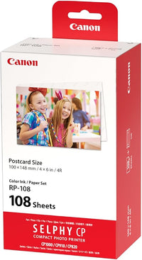 Canon SELPHY RP-108 Tinten- y Papel-Multipack – Original Canon Fotodrucker Tintenpatronen 2er-Pack & 108 hojas Fotopapier (100 x 148mm)