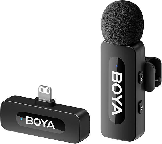 BOYA by-V1 microfono inalambrico Solapa Profesional, Mini micrófono iPhone Smartphone, Grabación Podcast, Video, vlog, Youtube, TikTok, Live Stream