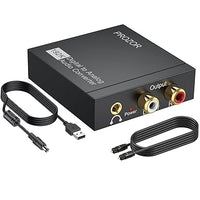 PROZOR DAC Convertidor Audio ABS 192kHz Conversor Digital a Analógico Adaptador de Audio Digital Coaxial Toslink a Analógico Estéreo L/R RCA de 3,5 mm para HDTV Blu-Ray DVD Amplificador AV
